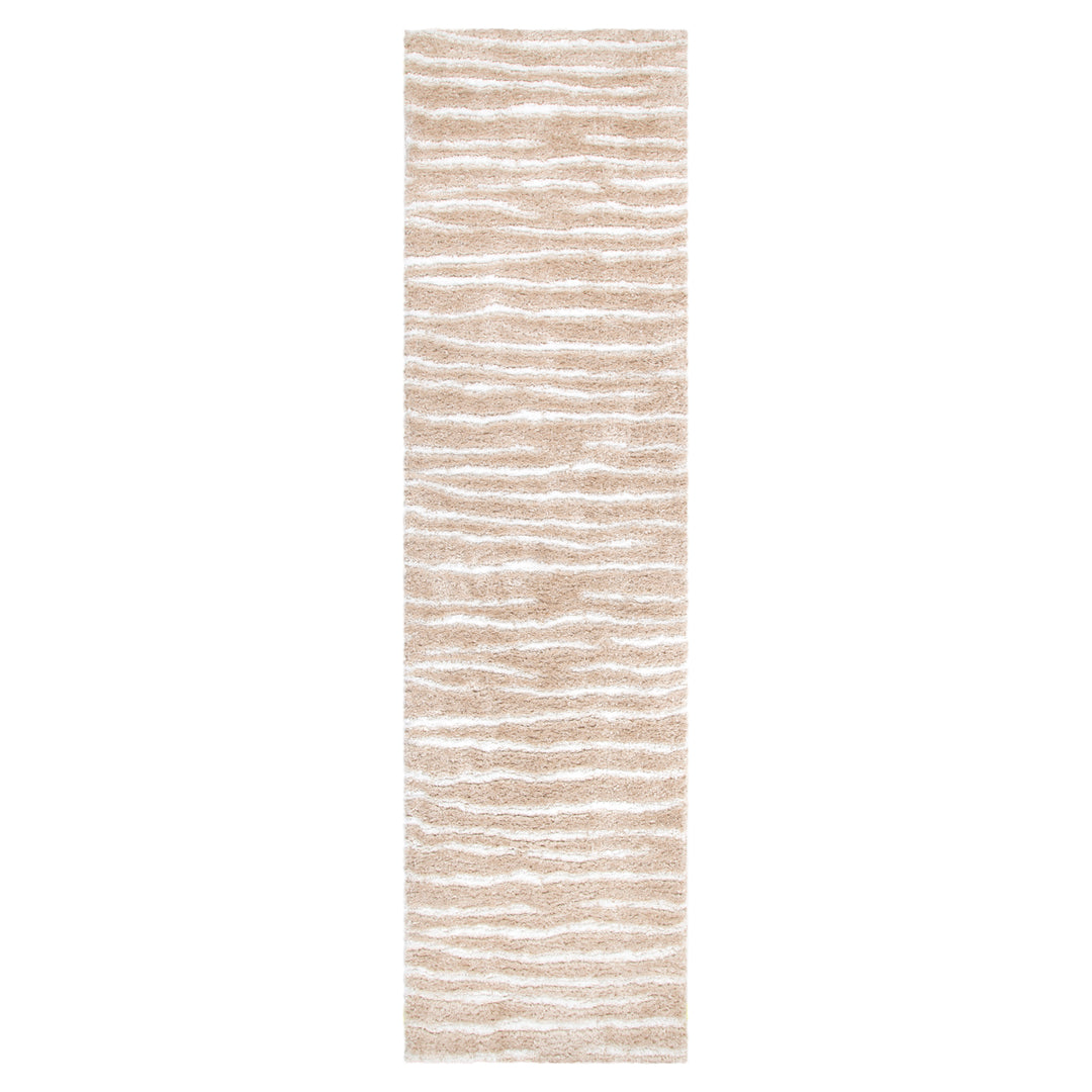 Madrid Stripes Beige Shaggy Rug - MADRID01