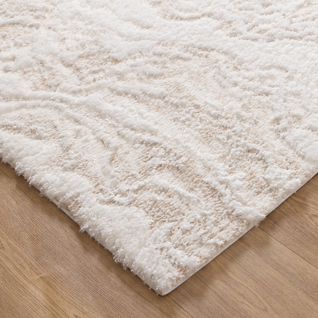 Madrid Watercolour Ivory & Beige Shaggy Rug - MADRID03