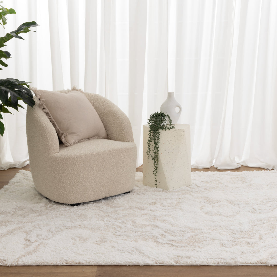 Madrid Watercolour Ivory & Beige Shaggy Rug - MADRID03