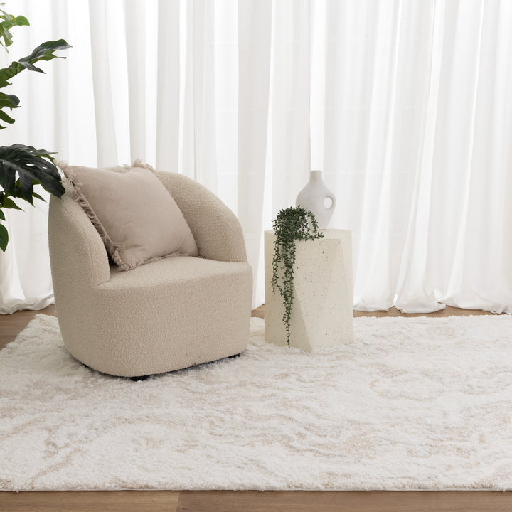 Madrid Watercolour Ivory & Beige Shaggy Rug - MADRID03