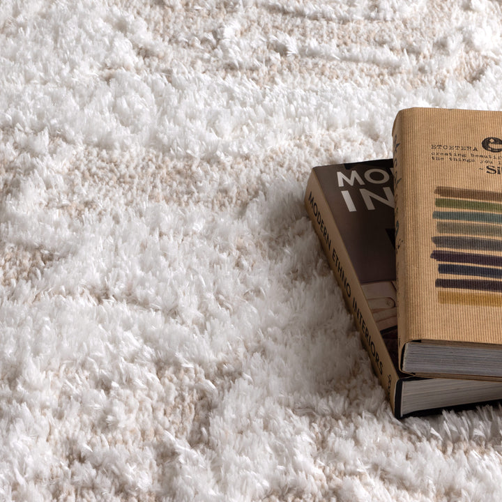 Madrid Watercolour Ivory & Beige Shaggy Rug - MADRID03