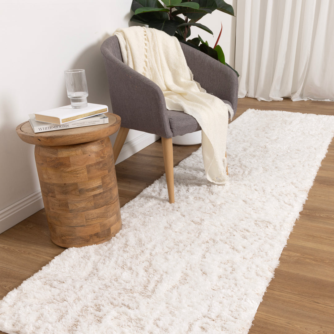 Madrid Watercolour Ivory & Beige Shaggy Rug - MADRID03