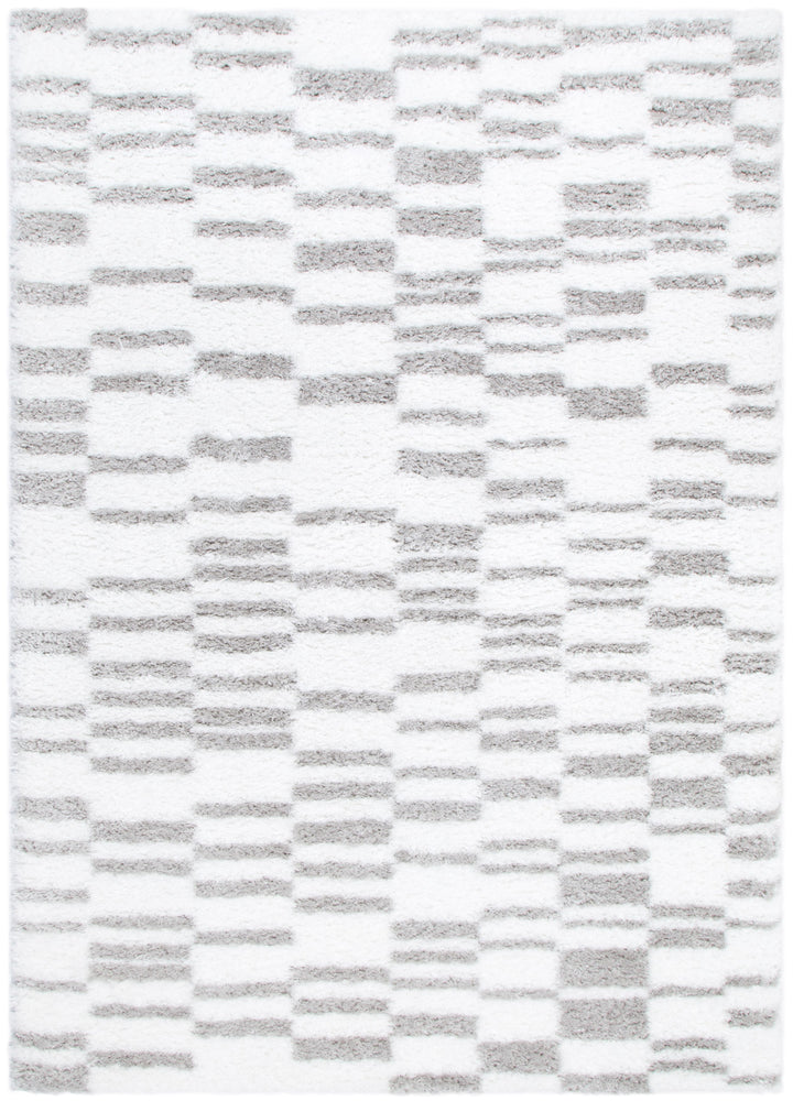 Madrid Lines Grey Shaggy Rug - MADRID04