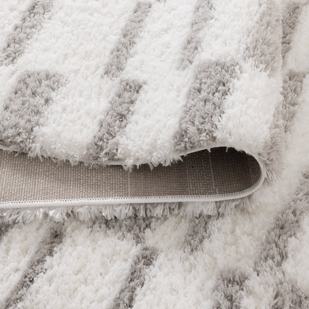 Madrid Lines Grey Shaggy Rug - MADRID04