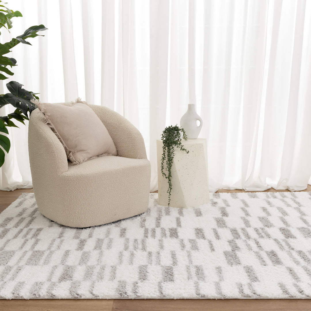 Madrid Lines Grey Shaggy Rug - MADRID04