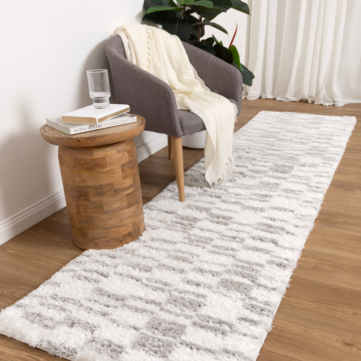 Madrid Lines Grey Shaggy Rug - MADRID04