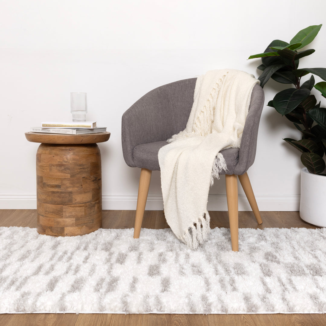 Madrid Lines Grey Shaggy Rug - MADRID04