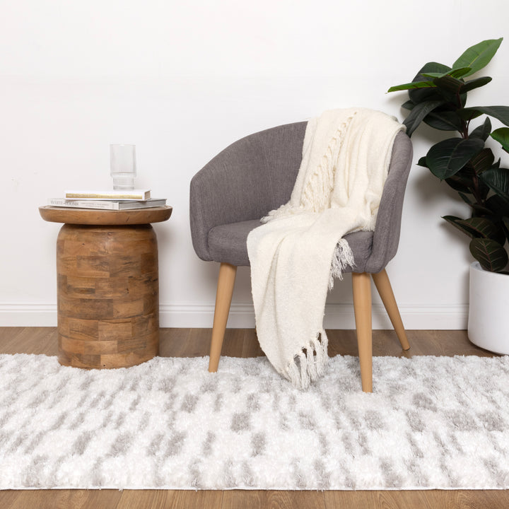 Madrid Lines Grey Shaggy Rug - MADRID04