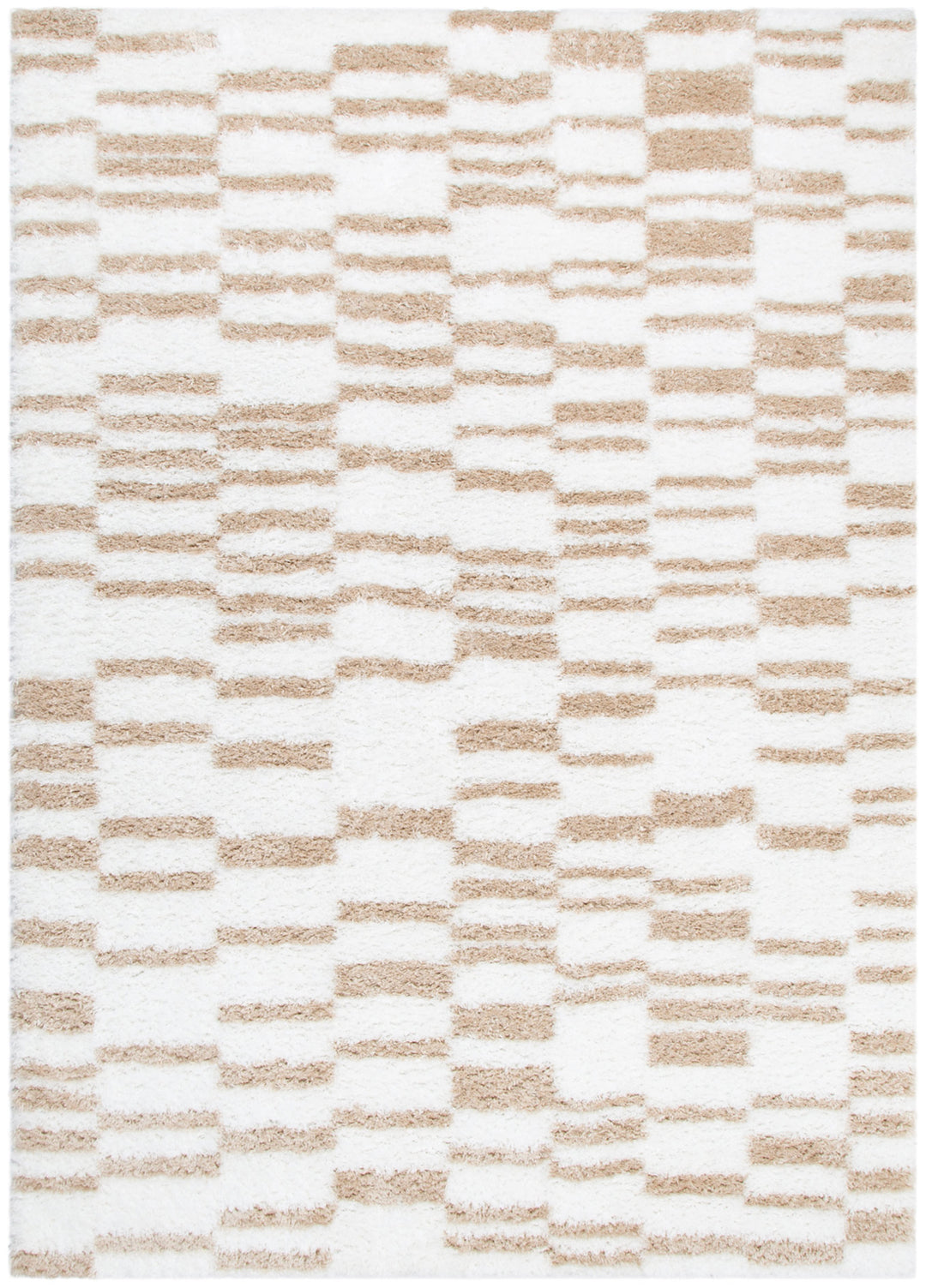 Madrid Lines Beige Shaggy Rug - MADRID05