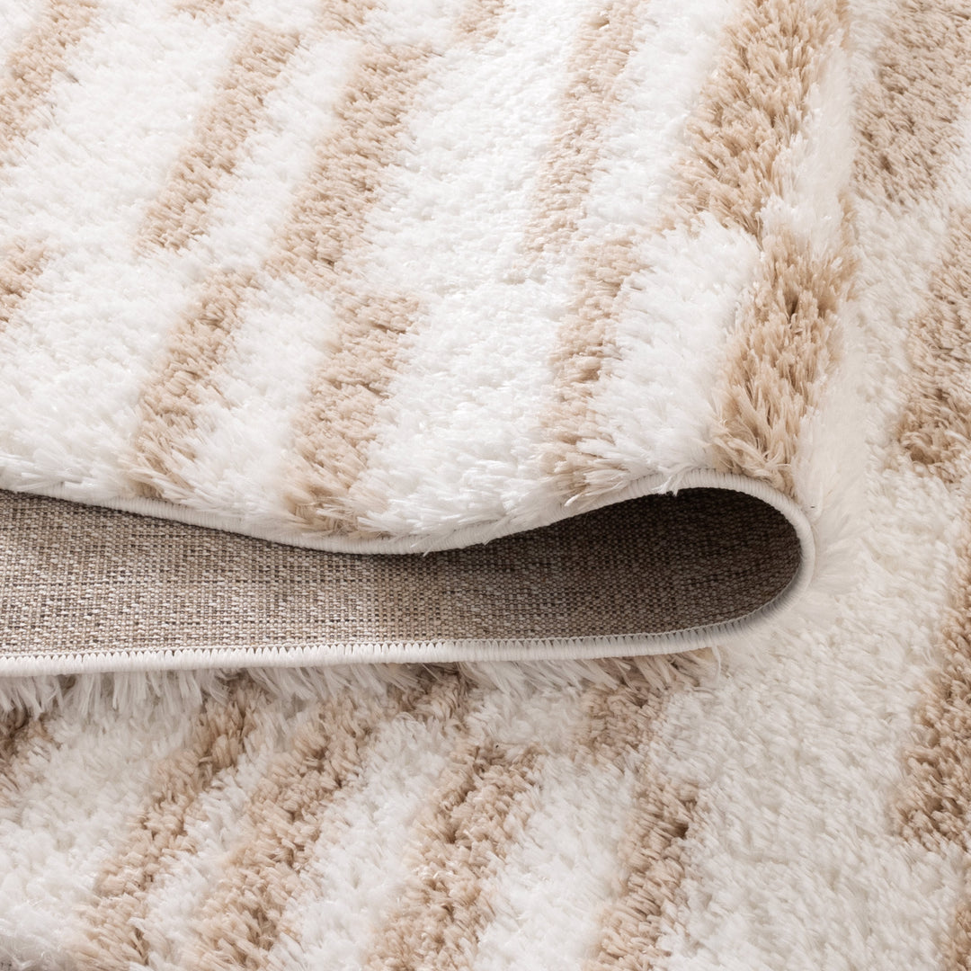 Madrid Lines Beige Shaggy Rug - MADRID05