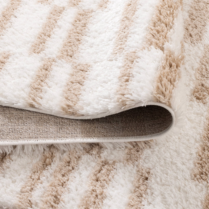 Madrid Lines Beige Shaggy Rug - MADRID05