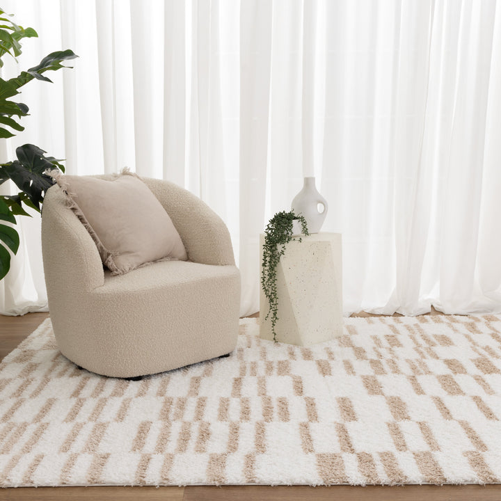 Madrid Lines Beige Shaggy Rug - MADRID05