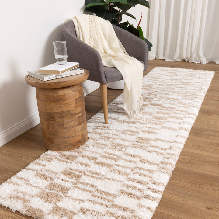 Madrid Lines Beige Shaggy Rug - MADRID05