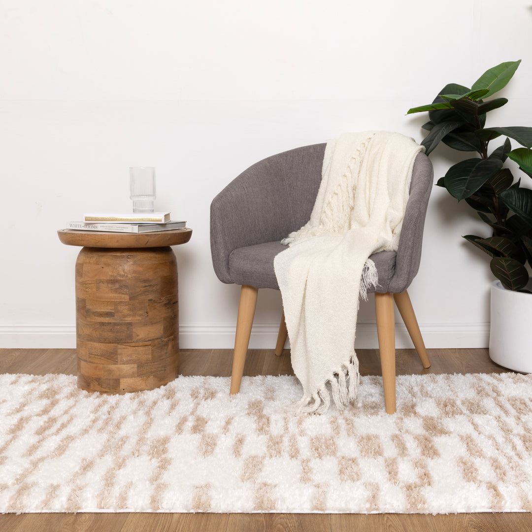 Madrid Lines Beige Shaggy Rug - MADRID05