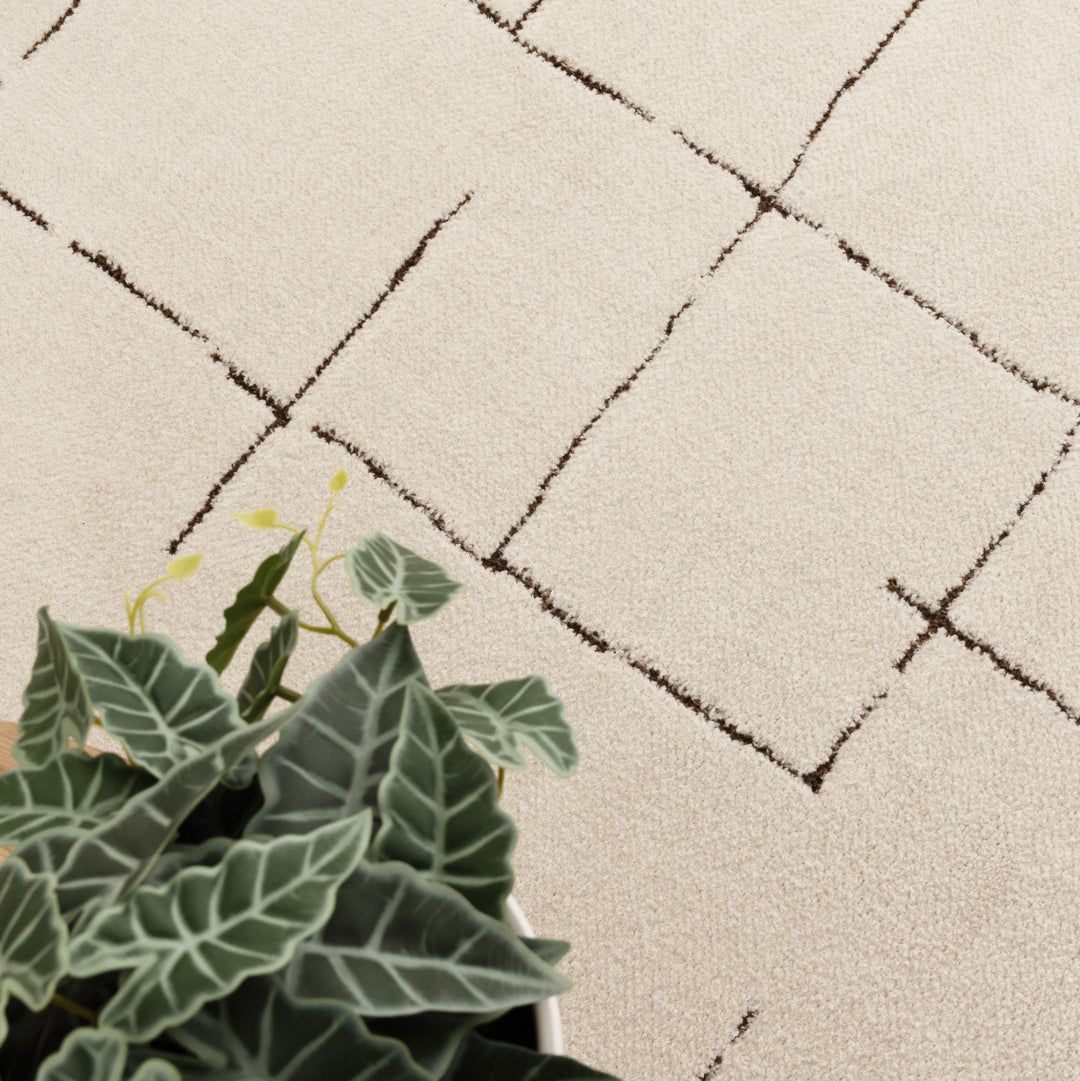 Mila Abstract Lines Brown Cream Rug - MIL10: New Arrival