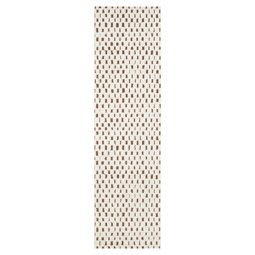 Mila Monochrome Squares Brown and Cream Rug - MIL3