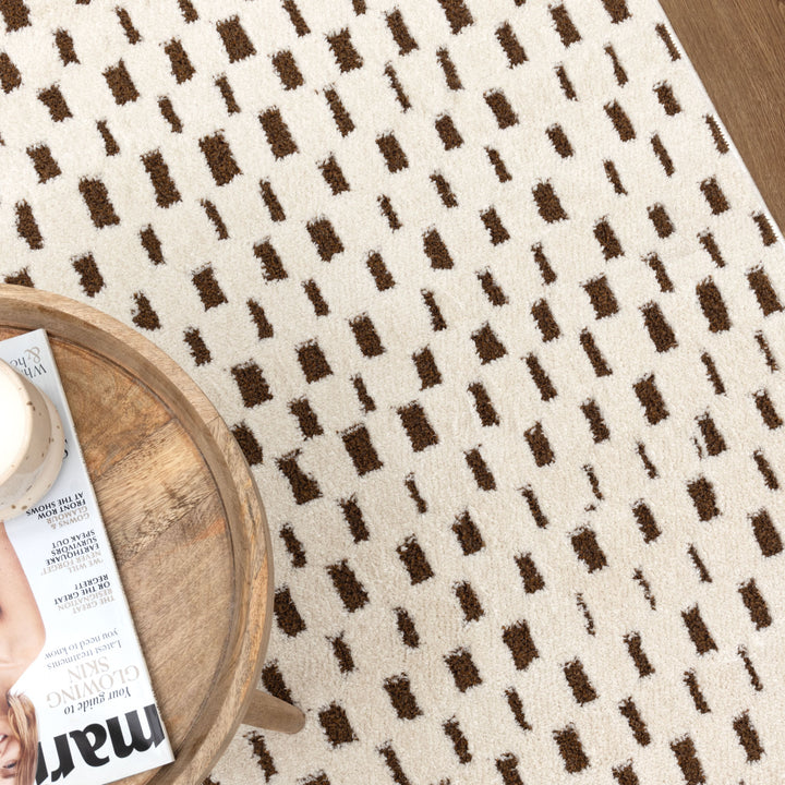 Mila Monochrome Squares Brown and Cream Rug - MIL3