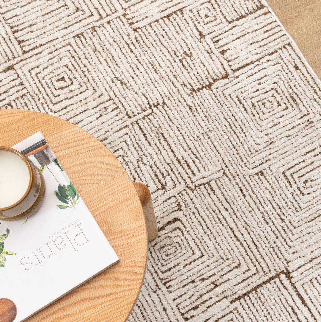 Mila Geometric Squares Cream Brown Rug - MIL8: New Arrival – Brand ...