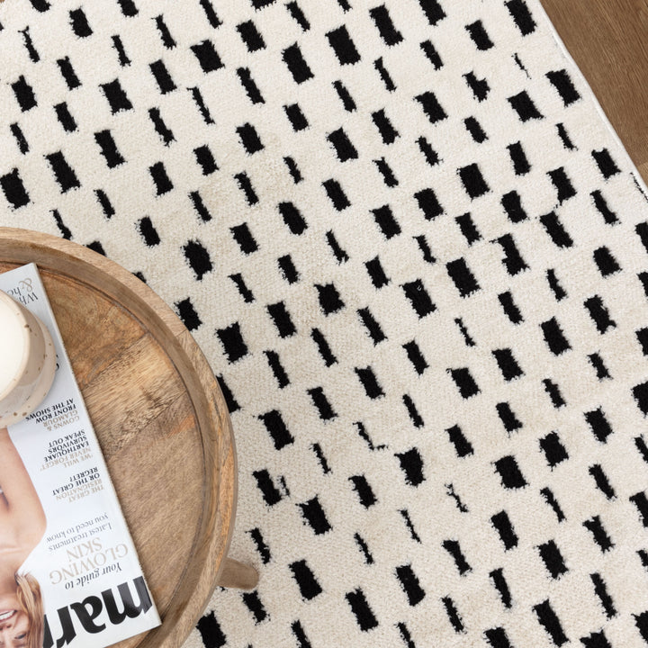 Mila Monochrome Squares Black and Cream Rug - MIL2