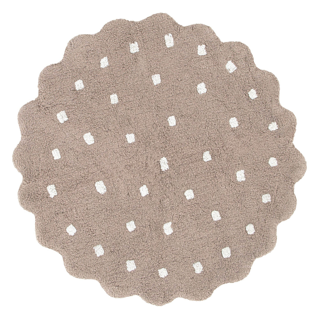 Mellow Round Scalloped Kids Rug Mushroom Beige: New Arrival