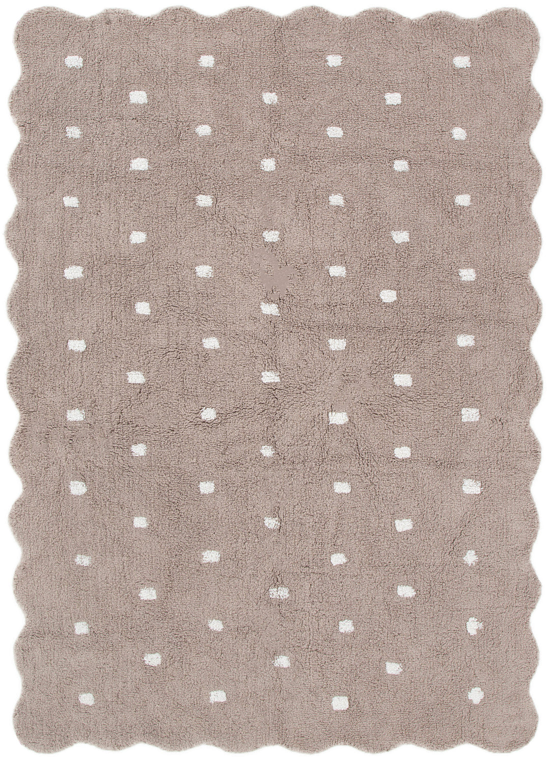 Mellow Rectangle Scalloped Kids Rug Mushroom Beige: New Arrival