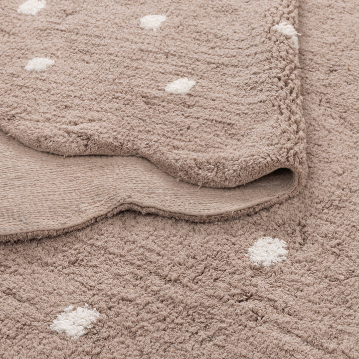 Mellow Rectangle Scalloped Kids Rug Mushroom Beige: New Arrival