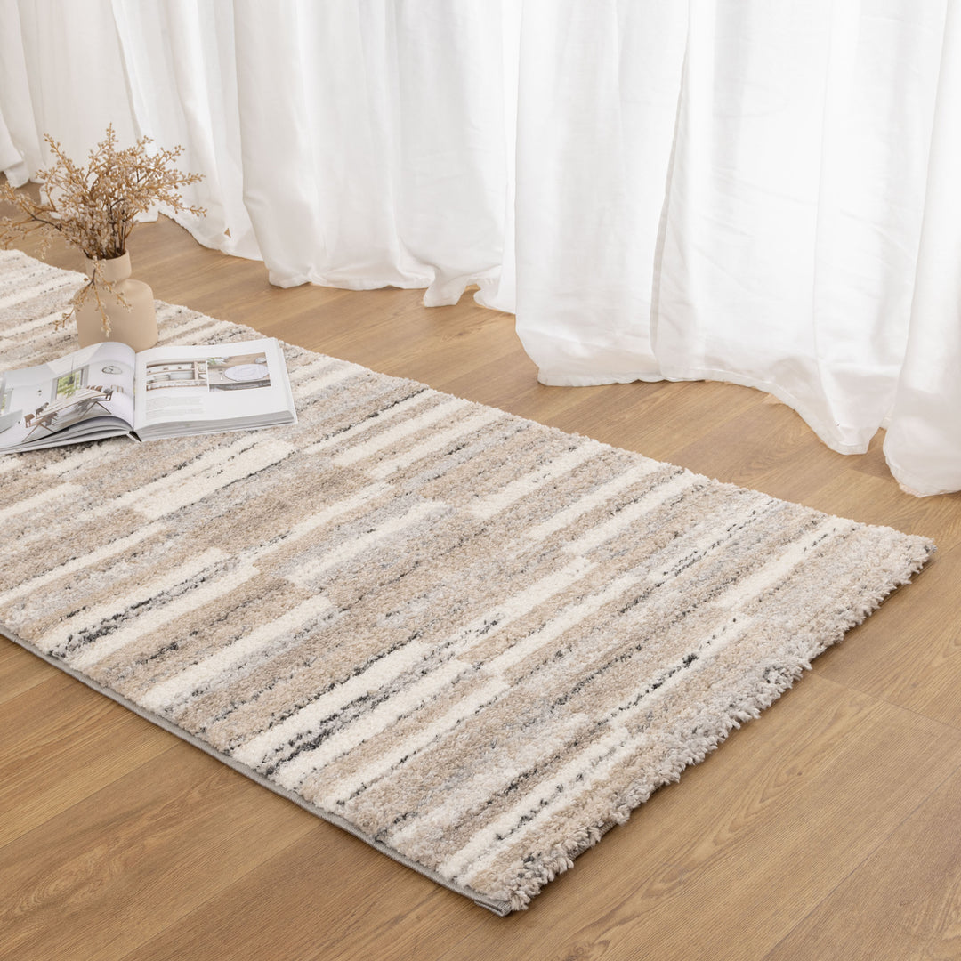 Nola Shapes Beige Brown Rug - N002