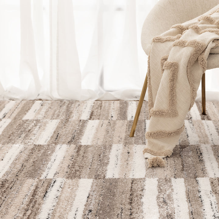 Nola Shapes Beige Brown Rug - N002