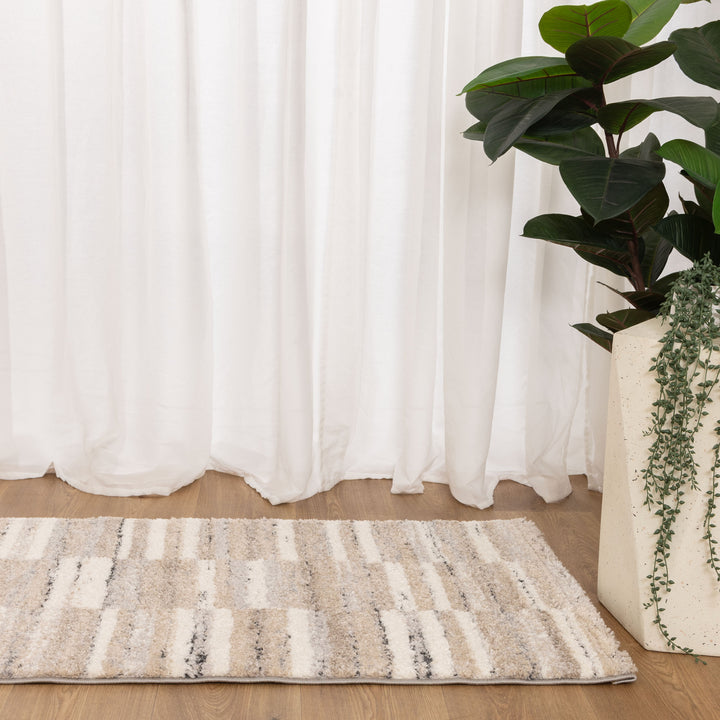 Nola Shapes Beige Brown Rug - N002
