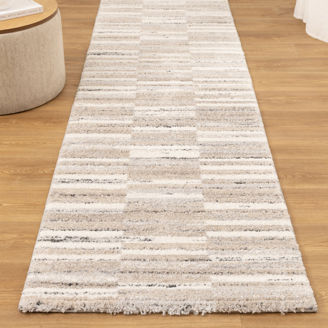 Nola Shapes Beige Brown Rug - N002