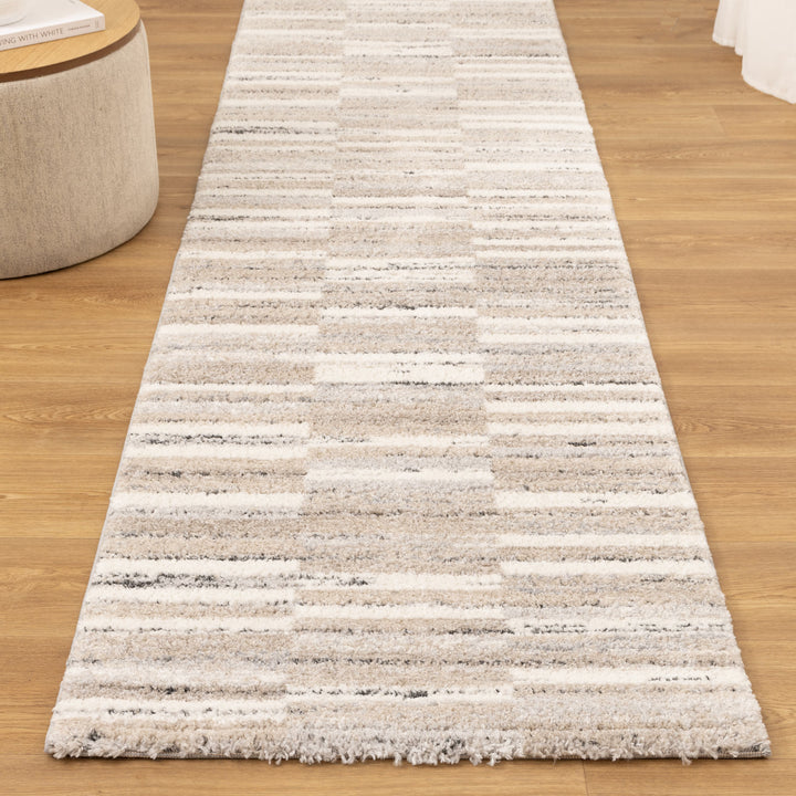 Nola Shapes Beige Brown Rug - N002