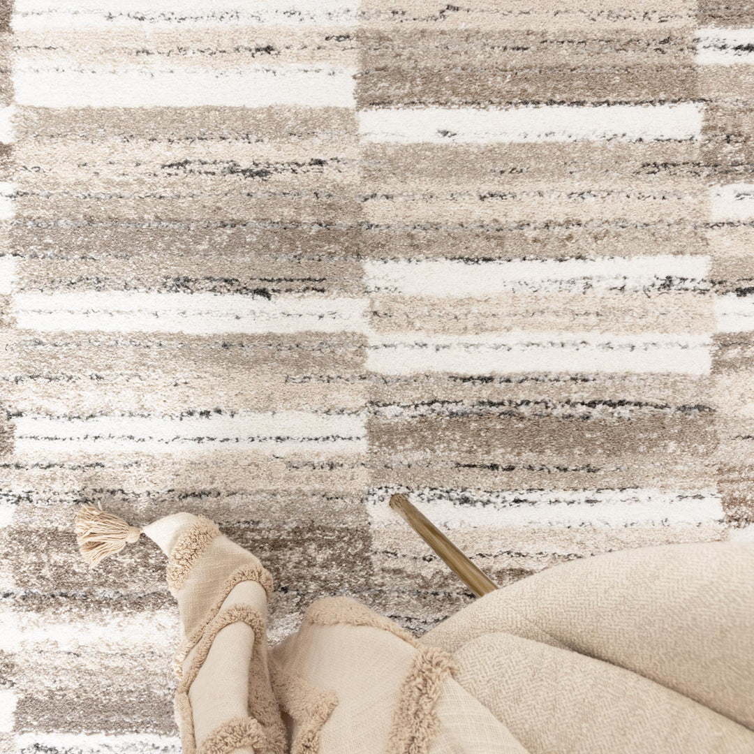 Nola Shapes Beige Brown Rug - N002
