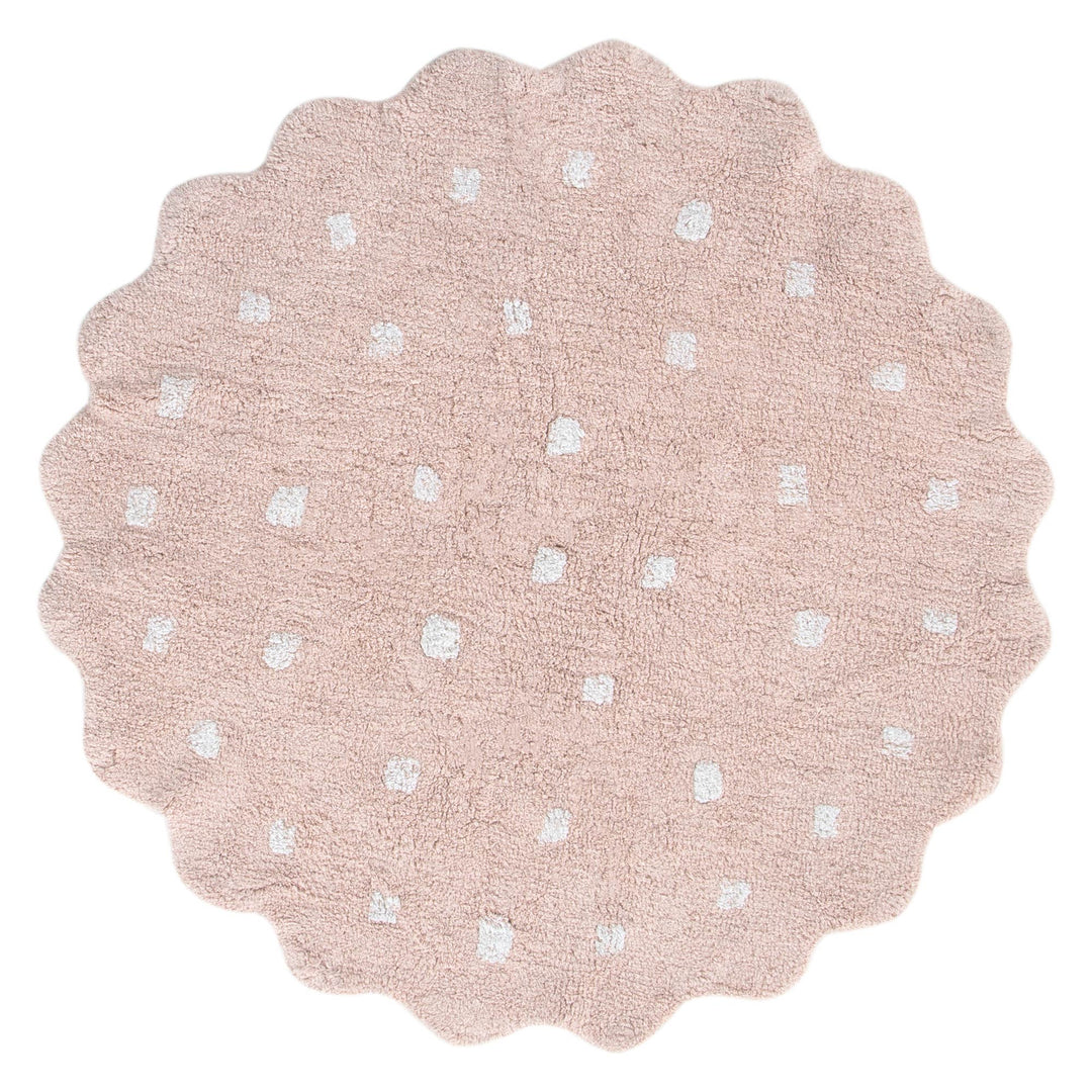 Mellow Round Scalloped Kids Rug Blush Pink: New Arrival