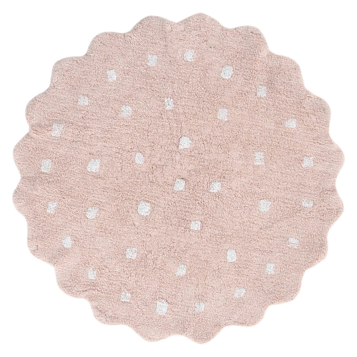 Mellow Round Scalloped Kids Rug Blush Pink: New Arrival