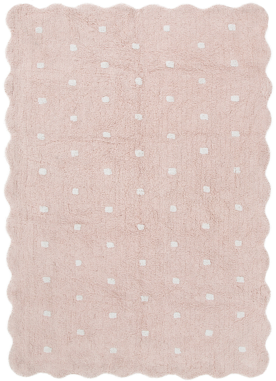 Mellow Rectangle Scalloped Kids Rug Blush Pink: New Arrival