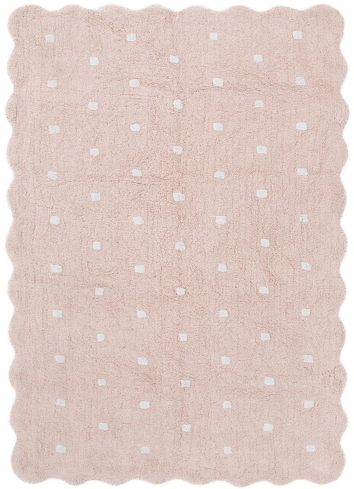 Mellow Rectangle Scalloped Kids Rug Blush Pink: New Arrival