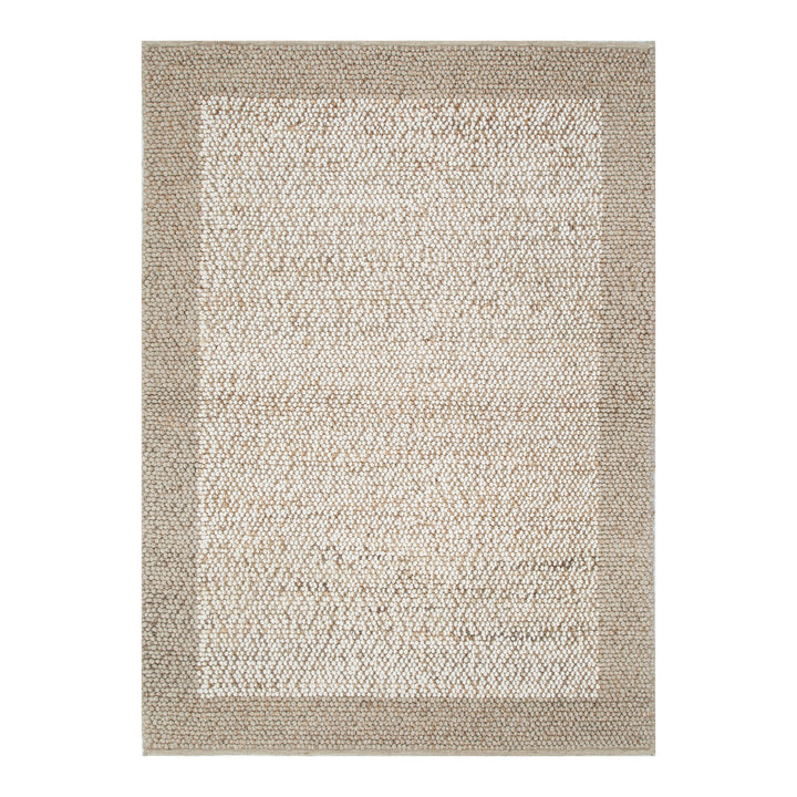 Eco Weave Plain Border Cream Beige Jute and Wool Rug