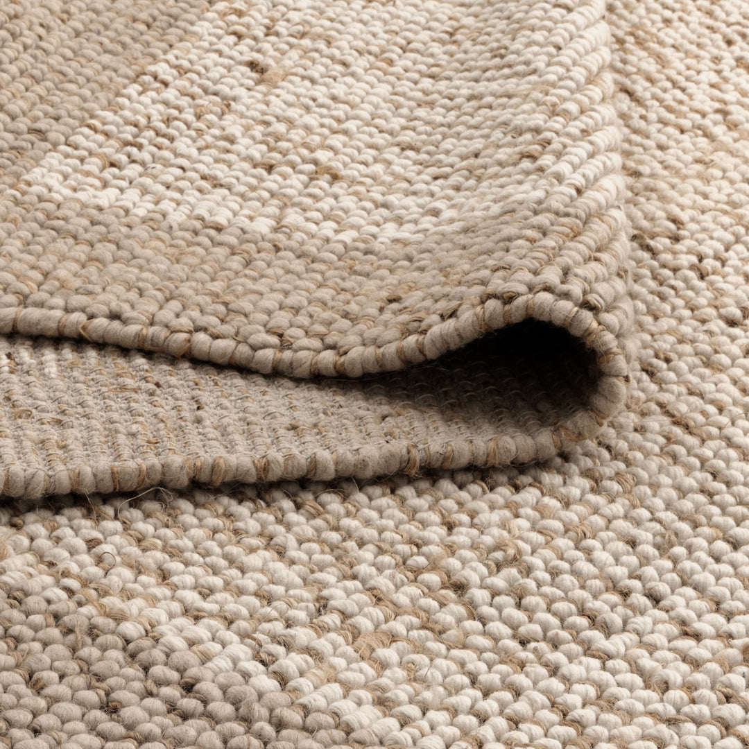 Eco Weave Plain Border Cream Beige Jute and Wool Rug