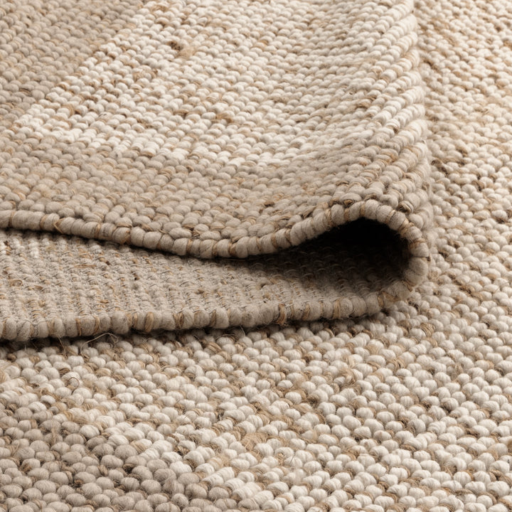 Eco Weave Plain Border Cream Beige Jute and Wool Rug