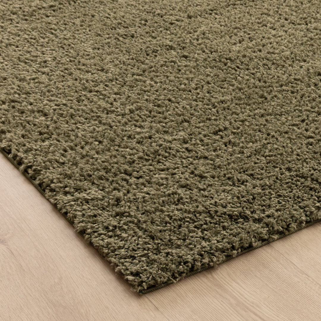 Plush Shaggy Olive Green Rug
