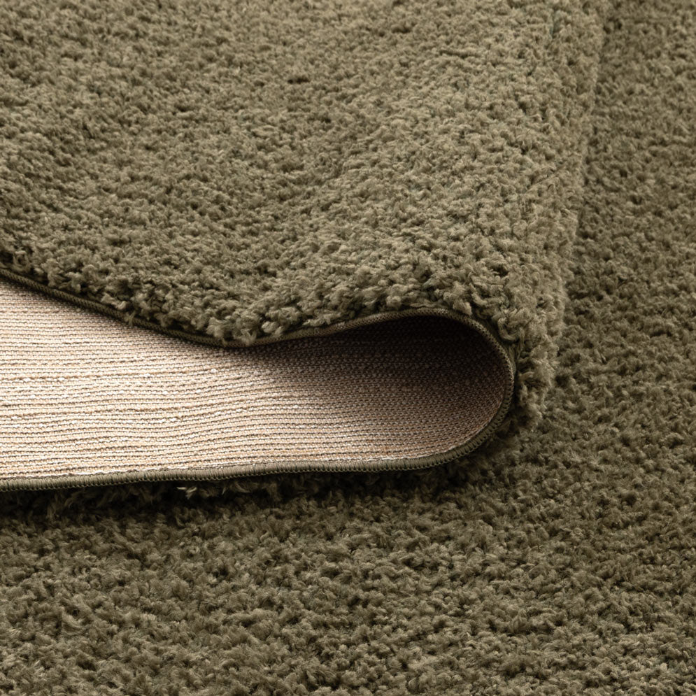 Plush Shaggy Olive Green Rug