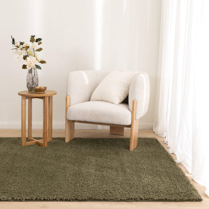 Plush Shaggy Olive Green Rug