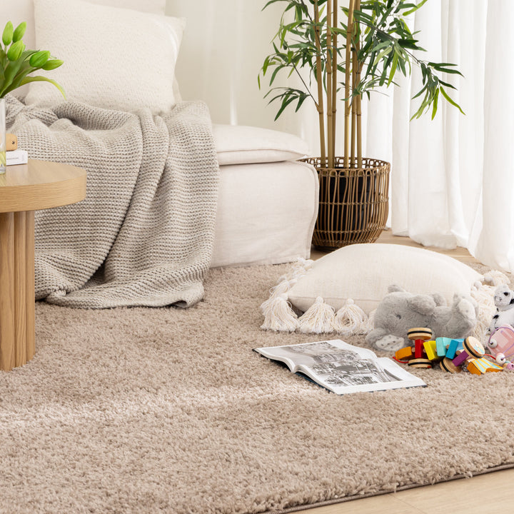 Plush Shaggy Taupe Rug