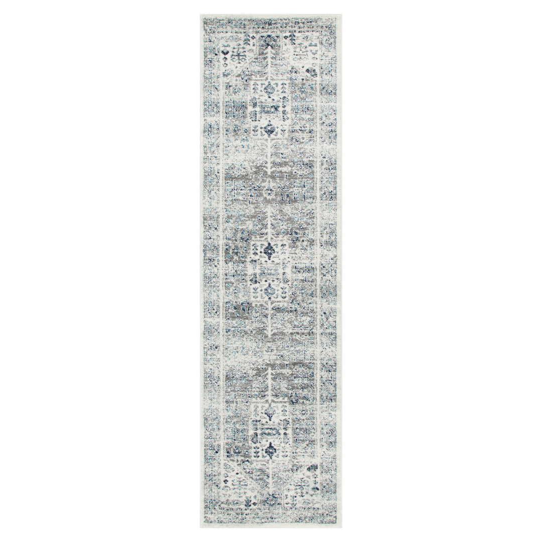 Provence Nimes Bue & Grey Traditional Rug - 014