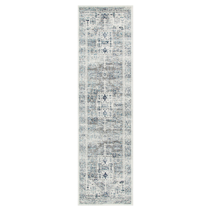 Provence Nimes Bue & Grey Traditional Rug - 014