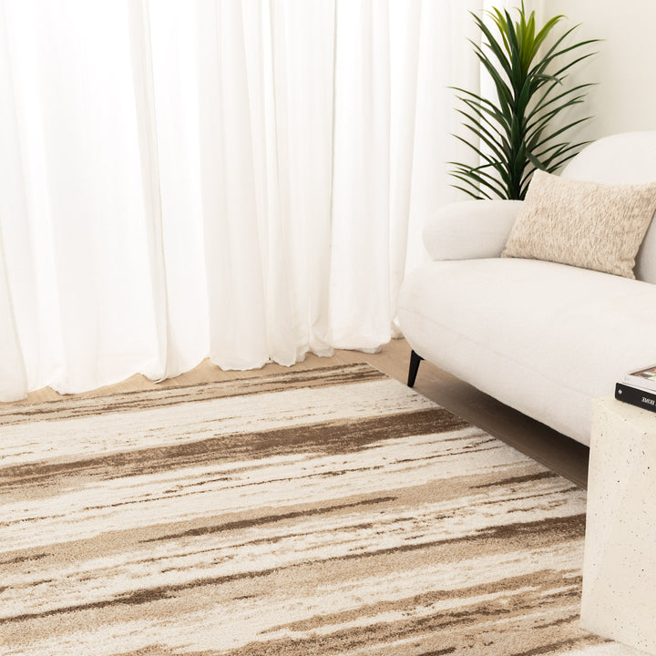 Halo Watercolour Lines Brown Rug (SKY24)