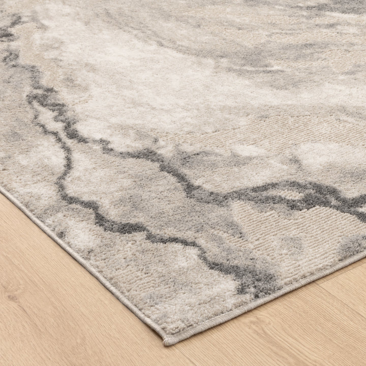 Halo Marble Abstract Grey Rug (SKY68)