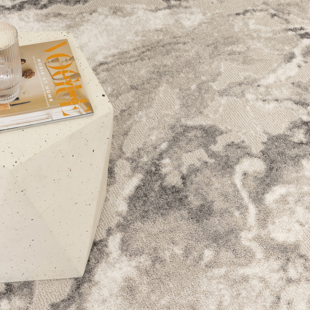 Halo Marble Abstract Grey Rug (SKY68)