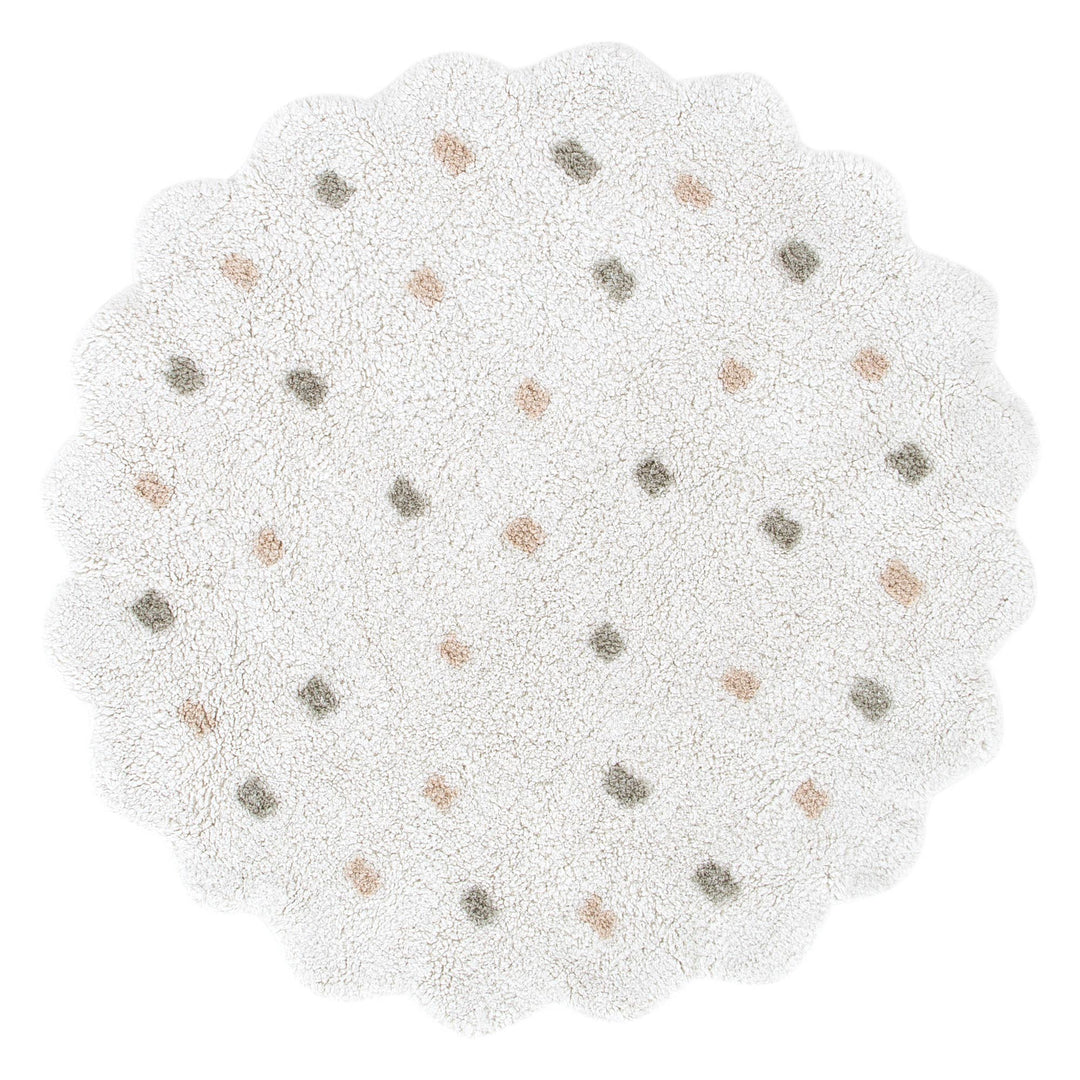 Mellow Round Scalloped Kids Rug White & Multi: New Arrival