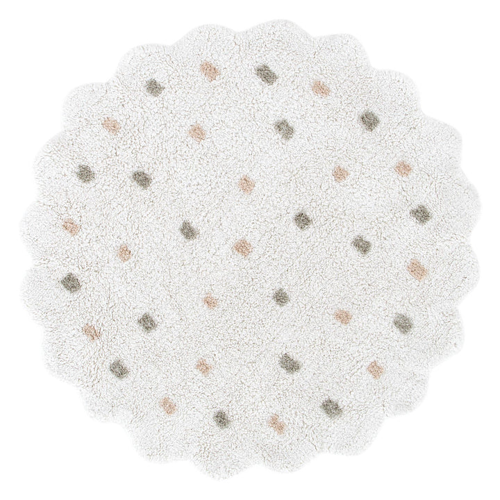 Mellow Round Scalloped Kids Rug White & Multi: New Arrival